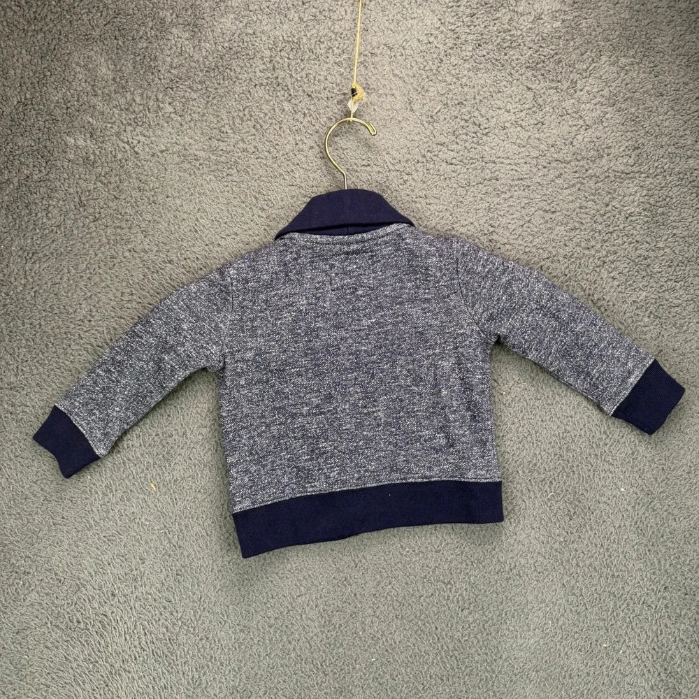 OshKosh‎ B'gosh Toddler Boys Navy Blue Marled Shawl Collar Cardigan Sweater 18M